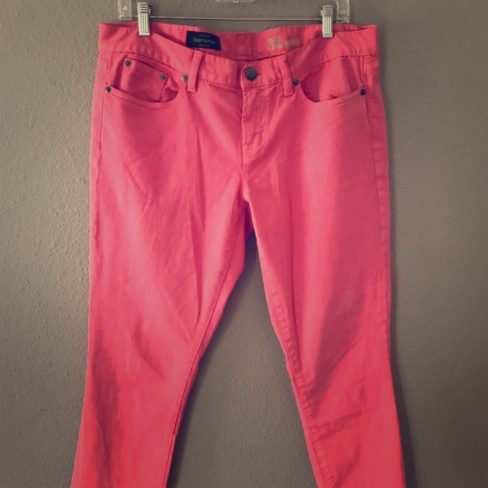 J. Crew Toothpick skinny Ankle Salmon Jeans